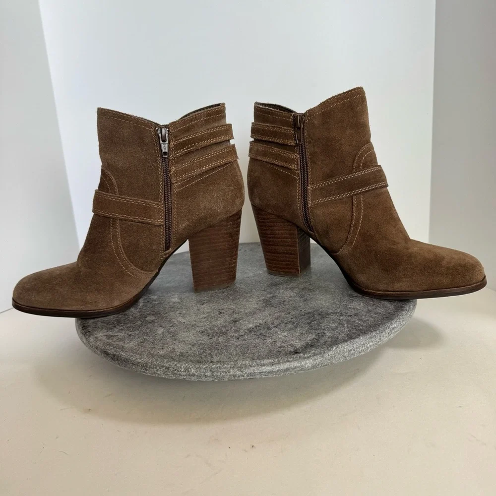 Gianni Bini Brown Suede Leather Marbess Ankle Booties 9.5
